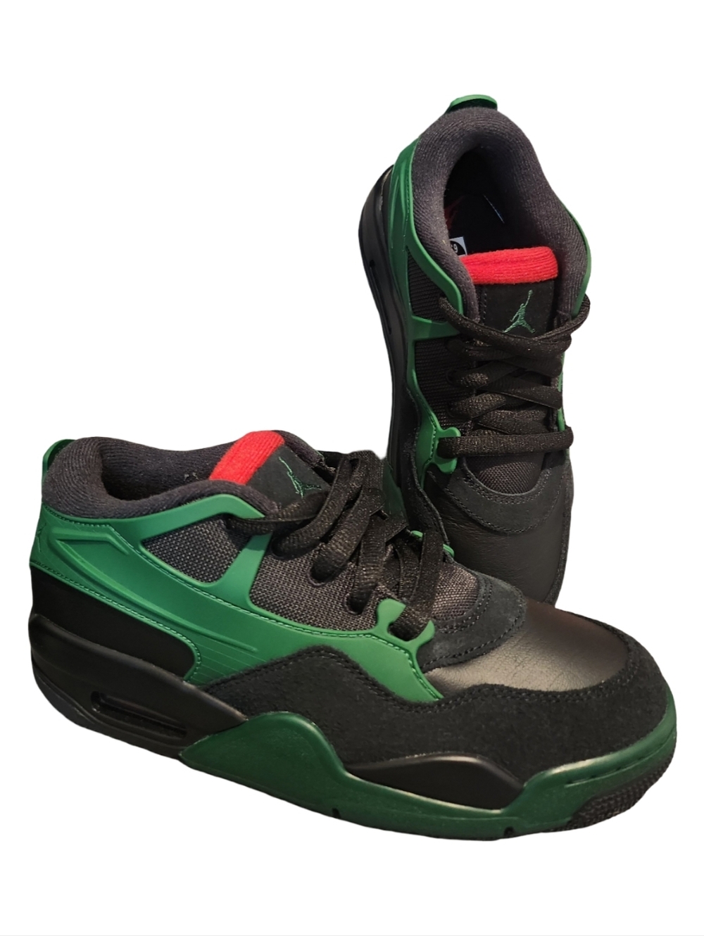 AIR Jordan Kids Black and Green Low-Top Sneakers